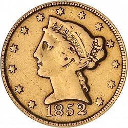 5 dollar 1852 Large Obverse coin