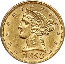 5 dollar 1853 Large Obverse coin