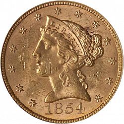 5 dollar 1854 Large Obverse coin