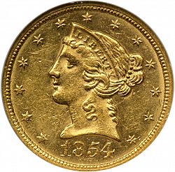 5 dollar 1854 Large Obverse coin