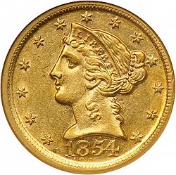 5 dollar 1854 Large Obverse coin