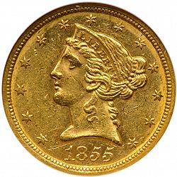 5 dollar 1855 Large Obverse coin