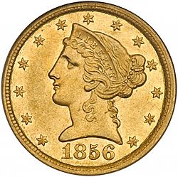 5 dollar 1856 Large Obverse coin