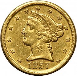 5 dollar 1857 Large Obverse coin