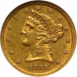 5 dollar 1859 Large Obverse coin