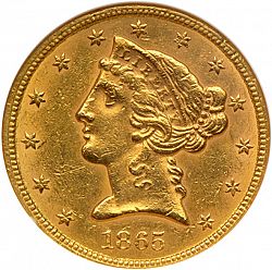 5 dollar 1865 Large Obverse coin