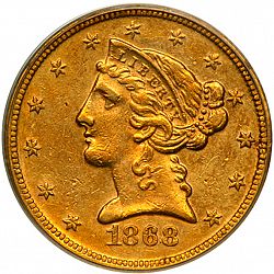 5 dollar 1868 Large Obverse coin