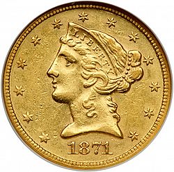 5 dollar 1871 Large Obverse coin
