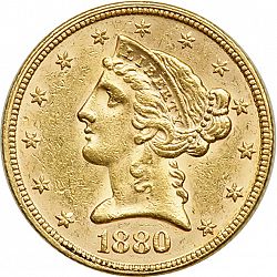 5 dollar 1880 Large Obverse coin