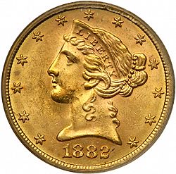 5 dollar 1882 Large Obverse coin