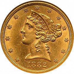 5 dollar 1882 Large Obverse coin