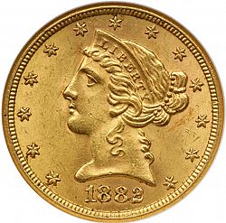 5 dollar 1882 Large Obverse coin