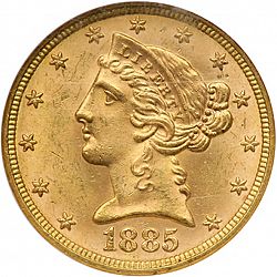 5 dollar 1885 Large Obverse coin