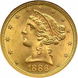 5 dollar 1886 Large Obverse coin