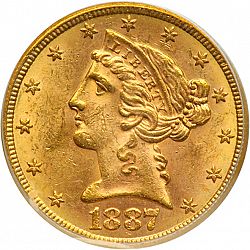 5 dollar 1887 Large Obverse coin