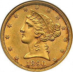 5 dollar 1890 Large Obverse coin