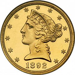 5 dollar 1892 Large Obverse coin