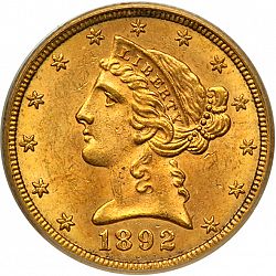 5 dollar 1892 Large Obverse coin
