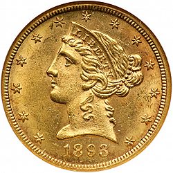 5 dollar 1893 Large Obverse coin