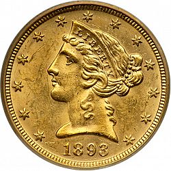 5 dollar 1893 Large Obverse coin