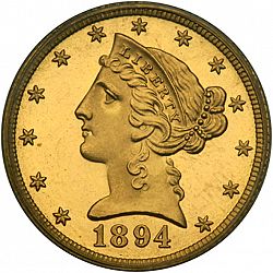 5 dollar 1894 Large Obverse coin