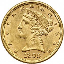 5 dollar 1898 Large Obverse coin