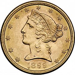 5 dollar 1899 Large Obverse coin