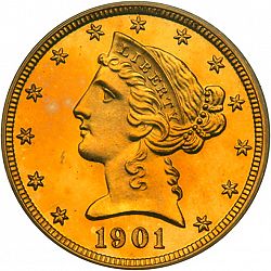 5 dollar 1901 Large Obverse coin