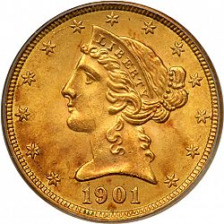 5 dollar 1901 Large Obverse coin