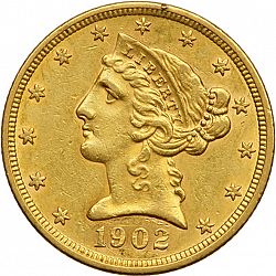 5 dollar 1902 Large Obverse coin