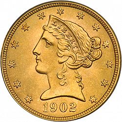 5 dollar 1902 Large Obverse coin