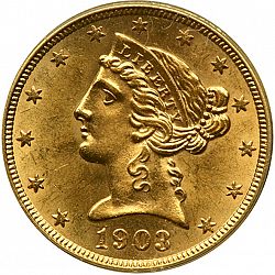 5 dollar 1903 Large Obverse coin