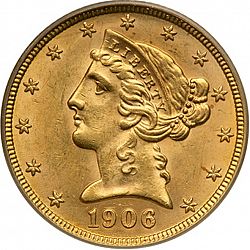 5 dollar 1906 Large Obverse coin