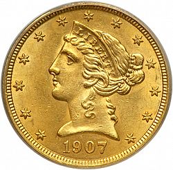 5 dollar 1907 Large Obverse coin