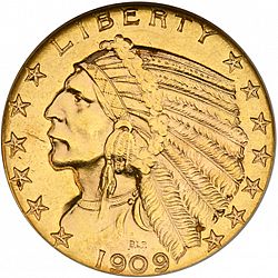 5 dollar 1909 Large Obverse coin