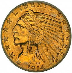 5 dollar 1914 Large Obverse coin