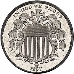 nickel 1867 Large Obverse coin