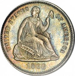 nickel 1868 Large Obverse coin