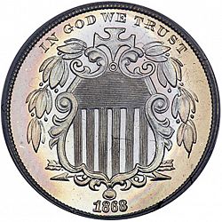 nickel 1868 Large Obverse coin