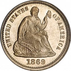 nickel 1869 Large Obverse coin