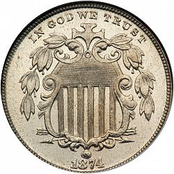 nickel 1874 Large Obverse coin