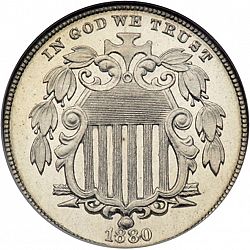 nickel 1880 Large Obverse coin