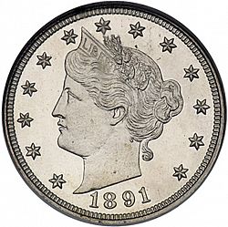 nickel 1891 Large Obverse coin