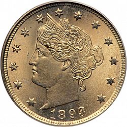 nickel 1893 Large Obverse coin
