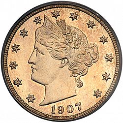 nickel 1907 Large Obverse coin