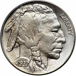 nickel 1937 Large Obverse coin