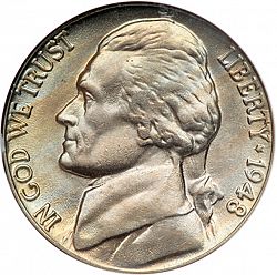 nickel 1948 Large Obverse coin