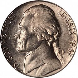 nickel 1949 Large Obverse coin