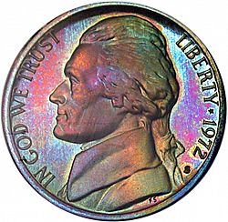 nickel 1972 Large Obverse coin