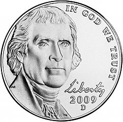 nickel 2009 Large Obverse coin